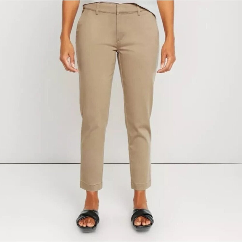 NEW Banana Republic Women's 10 Chino Pants Beige Cotton Blend Slim Fit
